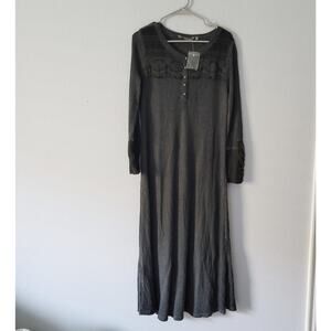 Soft Surroundings Waffle Knit Crochet Lace Embroidered Boho Lagen Look Tunic